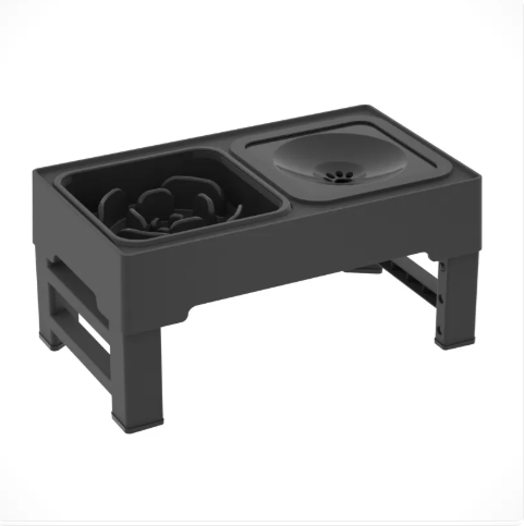 Dog Double Bowls Stainless Stand Adjustable Height Pets Feeding Dish Bowl Big Dog Elevated Food Water Feeders For Dogs Pet Products - Black