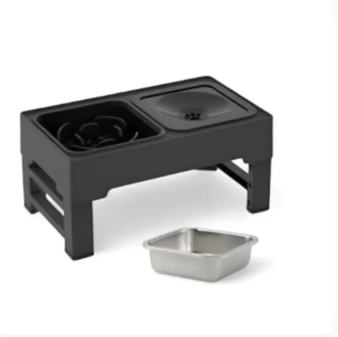 Dog Double Bowls Stainless Stand Adjustable Height Pets Feeding Dish Bowl Big Dog Elevated Food Water Feeders For Dogs Pet Products - Set