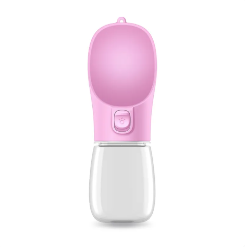 800ml Dogs Water Bottle Portable High Capacity Leakproof Pet Foldable Drinking Bowl Golden Retriever Outdoor Walking Supplies Pet Products - Pink Basic