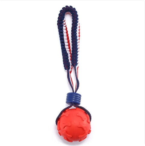 Interactive Dog Toy Ball Interactive Teether With Rope Dog Ball Pet Supplies Chewing Ball Training For Living Room Lake Beach Pets Products - Bone Ball Red